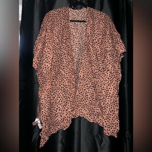 Flowy Animal Print Kimono - Pink and Black